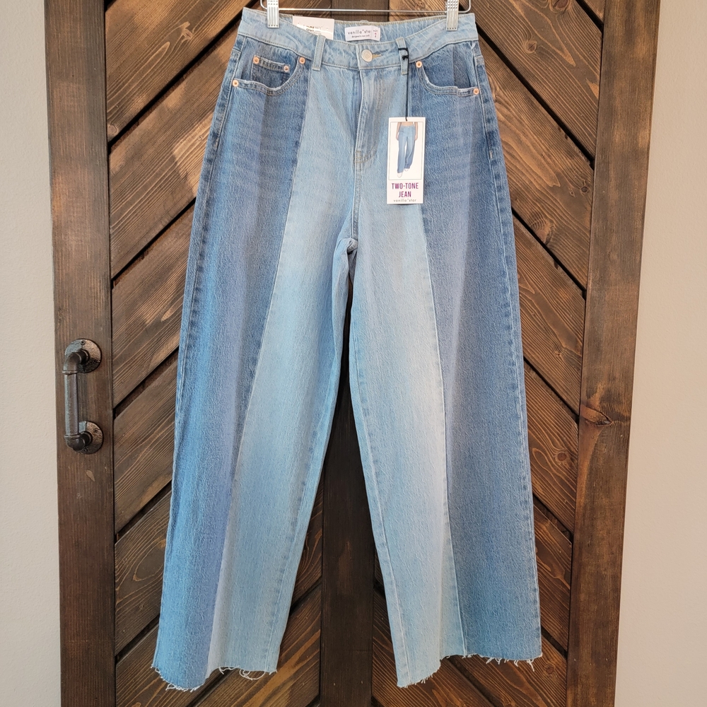 Vanilla Star Two-Tone Blue Wide Leg Jean 5